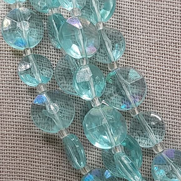 Vintage West Germany Aqua Lucite Bead Necklace Earrings Set, 1940s - Picture 5 of 13